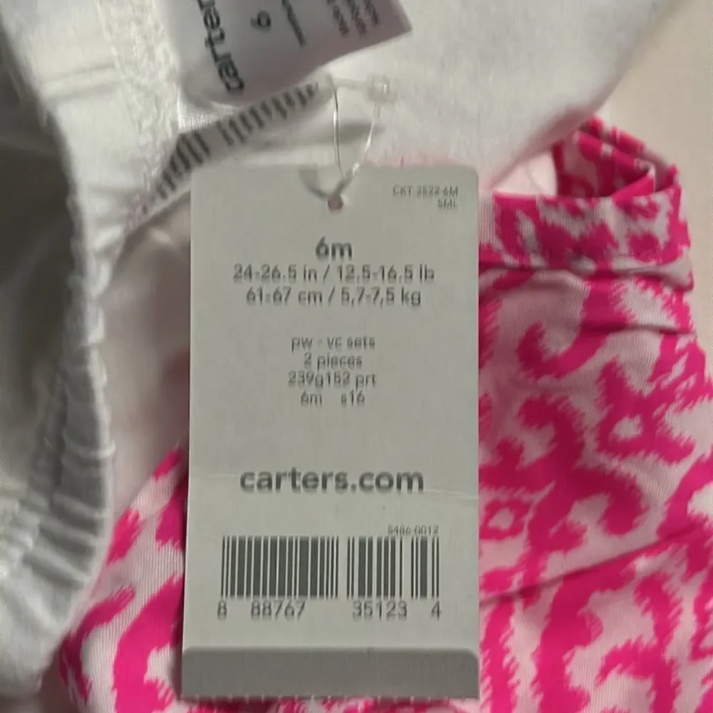 Carter’s Baby Girl Pink White Tunic Leggings Set NWT 6M